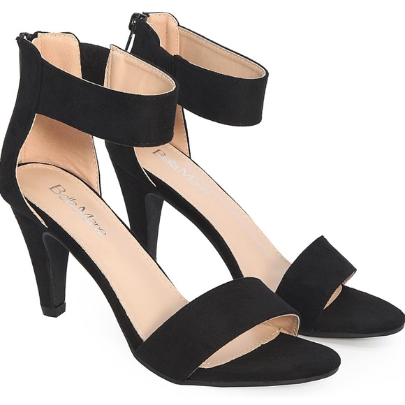 BELLA MARIE Elysa Open Toe Ankle Strappy Heels Black Suede Size 8.5 - Picture 14 of 15